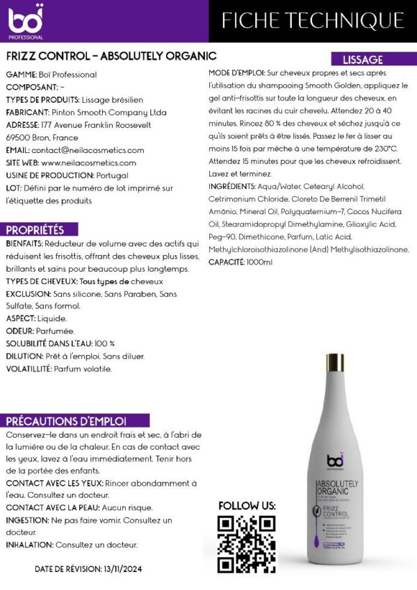 Lissage brésilien  BOÏ Absolutely Organic